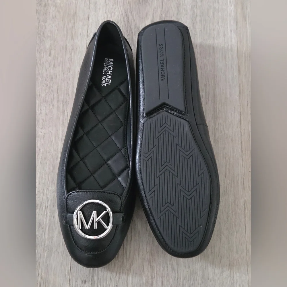 Michael Kors Black Loafers with Silver Emblem